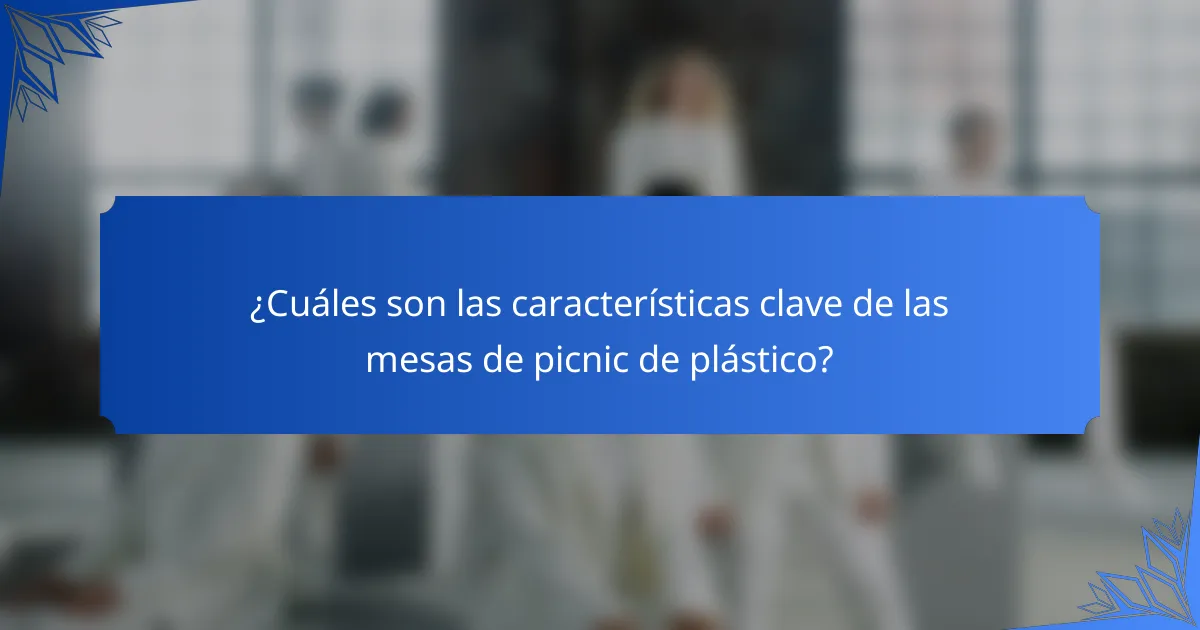 ¿Cuáles son las características clave de las mesas de picnic de plástico?